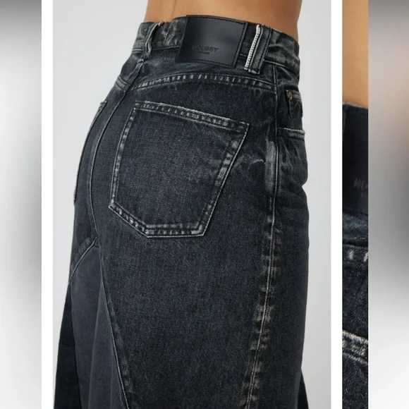 Moussy Vintage Vicksburg 100% Cotton Black Denim Frayed Hem Maxi Skirt NWT Sz 23 - Picture 10 of 13